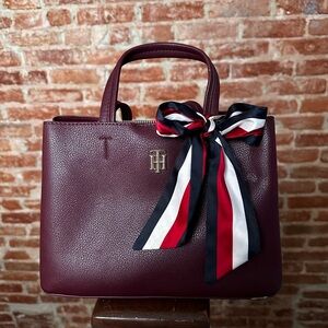 Tommy Hilfiger Burgundy Medium Ribbon Satchel
